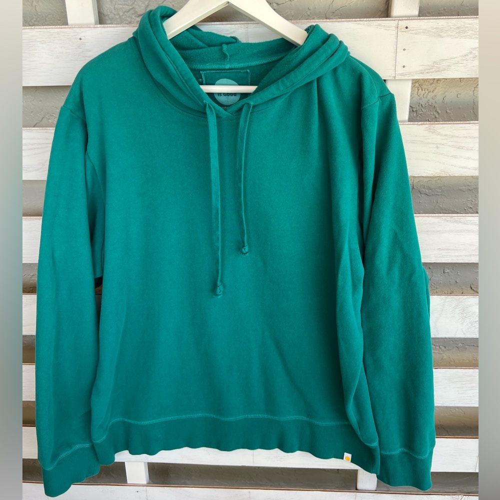 Life is Good Hoodie Life is Good Logo Teal Green Blue Relaxed Fit Size XL